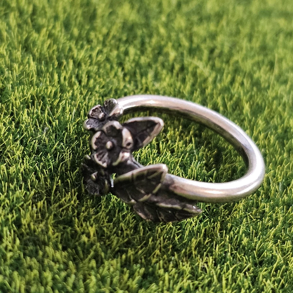 Trollbeads Forest Blossom Sterling Silver Ring – SN Stamped, Ultra Rare Vintage - Изображение 2 из 4