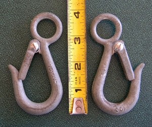 Vtg 2 PC Crosby Forged Galvanized Marine Fixed Eye Snap Hooks V2B, Canada