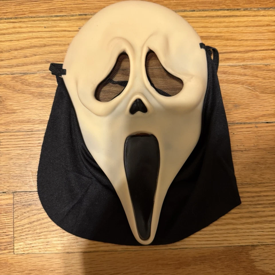 1997 Fun Works Ghost Face Mask Scream Movie Bata con Capucha Completa Nueva Talla 12 Foto 4 de 4