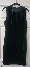 ELIE TAHARI Jemra Green Velvet Sheath Dress Size 4 Cutout Neckline VGUC