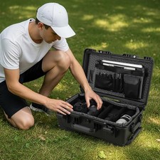 Heavy Duty Waterproof Rolling Camera Case for Travel with Padded Dividers,Wheels