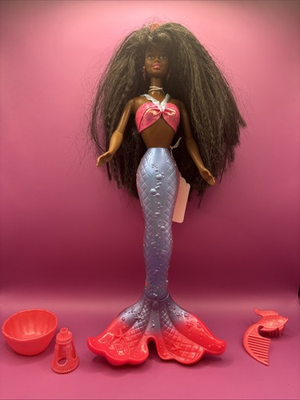 #ad Mattel 1996 Barbie Bubbling Mermaid AA Doll Top Tail Earrings WITH ACCESSORIES $21.97