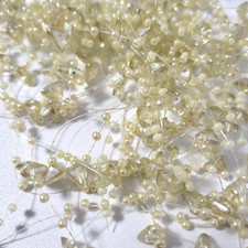 Iridescent Bead Wired Garland Craft Wedding 4 ft Holiday Christmas Decor Cream