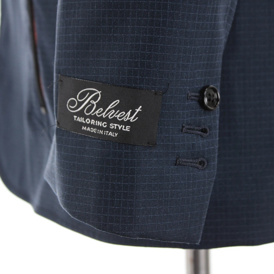 Abrigo deportivo Belvest nuevo con etiquetas mezcla de lana con bolsillos con cremallera talla 48R (38R EE. UU.) a cuadros azules Foto 4 de 4