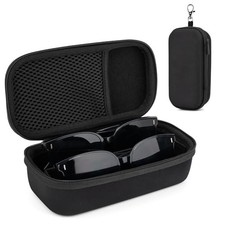 Double Eyeglasses Case, Hard Shell Dual Glasses Case Travel Black 2 Slots