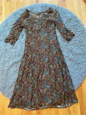 Eddie Bauer Midi Dress Floral Boho Cottagecore Prairie Size M P