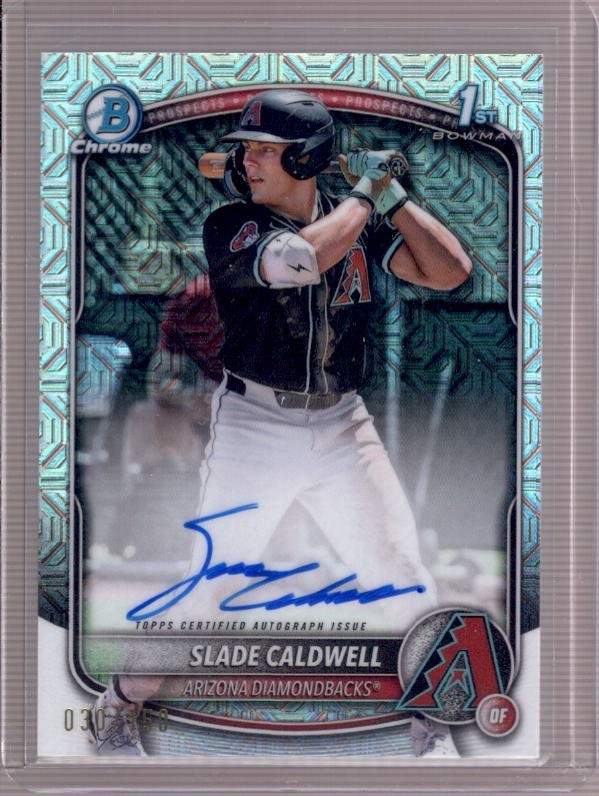 SLADE CALDWELL 2025 Bowman Chrome 1st HTA Choice Refractor Autograph Auto #/150