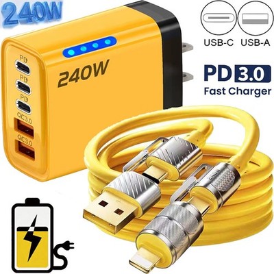 240W Super Fast Charging USB Type C Wall Charger For Samsung iPhone Google Motor