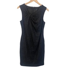 Ann Taylor Dark Gray Tweed Wool Blend Sleeveless Fully Lined Sheath Dress Sz 8