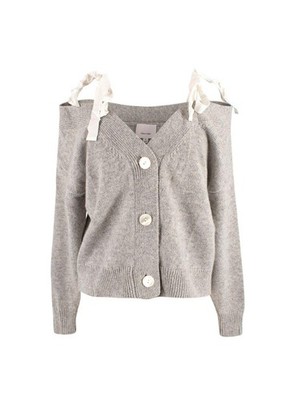 Cinq A Sept Colby graue Strickjacke mit Schleifen
