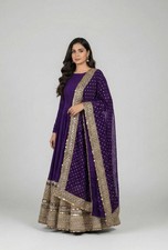 Exclusive Look Roman Silk Gown Bottom With Dupatta For Women  Girls Wear