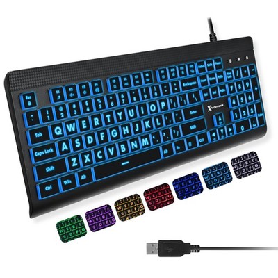 X9 Large Print Backlit Computer Keyboard  Easy to See Big Letters  Lighted US...