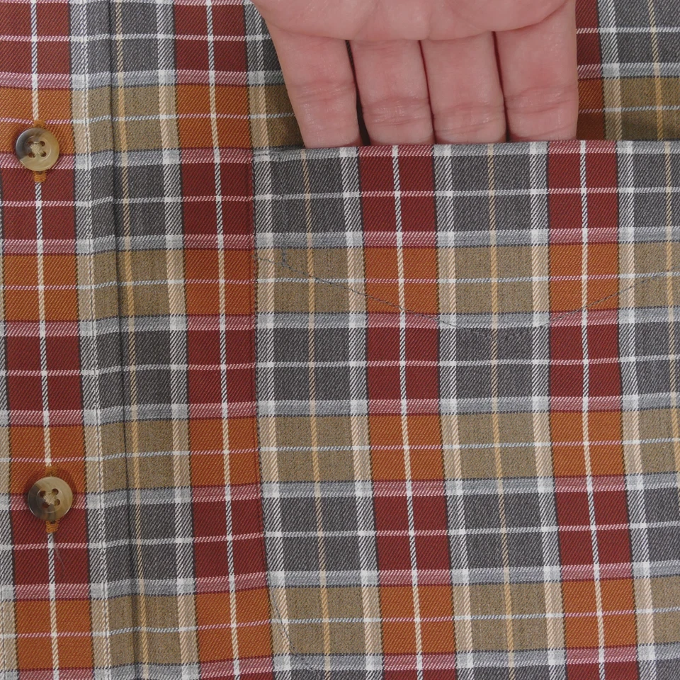 Camisa Jos A Bank Traveler Botón Hombres Grande Calce A Medida Naranja Cuadros Manga Larga Foto 2 de 4