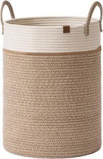 Woven Basket Rope Storage Baskets -Tall Cotton Basket,Laundry Basket for Blanket