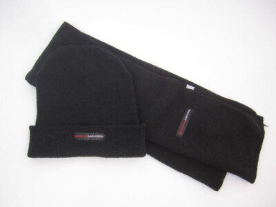 360 Sound And Vision Knit Acrylic Beanie Hat and Plush Scarf (Black)