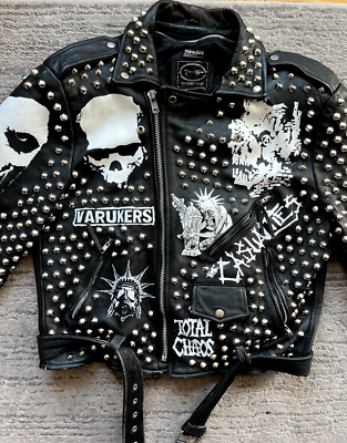 The Exploited Leather Jacket Handpainted Studded L HardCore Punk