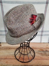 Vintage Harris Tweed 100 Wool Fedora Made in Korea Size Medium 7 - 7-1/8