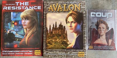 The Resistance + Coup (Both Brand New) + Avalon Role-Playing Card-Based Game
