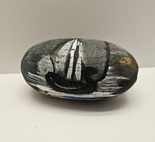 Artist Painted Hand Carved Vntg Fishing Net Float Nautical Collectible and Decor