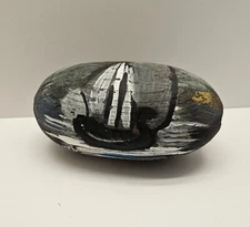 Artist Painted Hand Carved Vntg Fishing Net Float Nautical Collectible and Decor