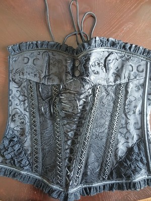 Corset Adjustable 2XL Black With Lace  Bustier