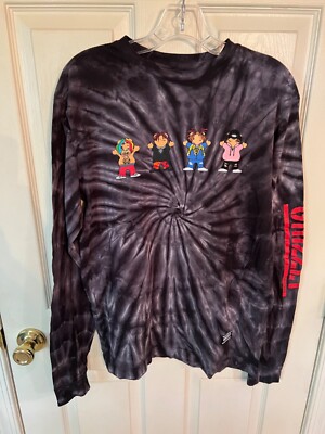 NEW GRIZZLY GRIPTAPE BLACK TIE DYE L/S T-Shirt SZ SMALL RAPPER BEAR TEKASHI 69