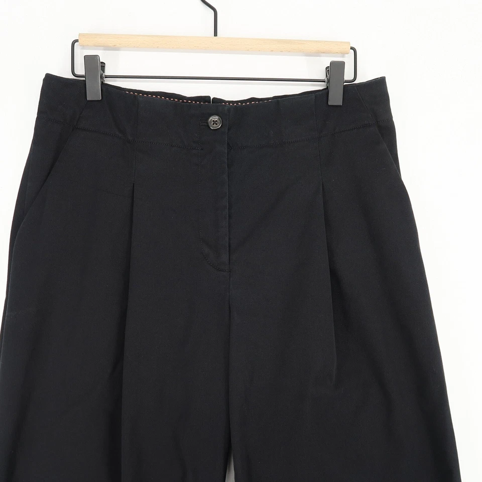 Anthropologie Essential Wide Leg Pant Womens 10 Petite Black Pleated Buckle Back - Image 3 of 4