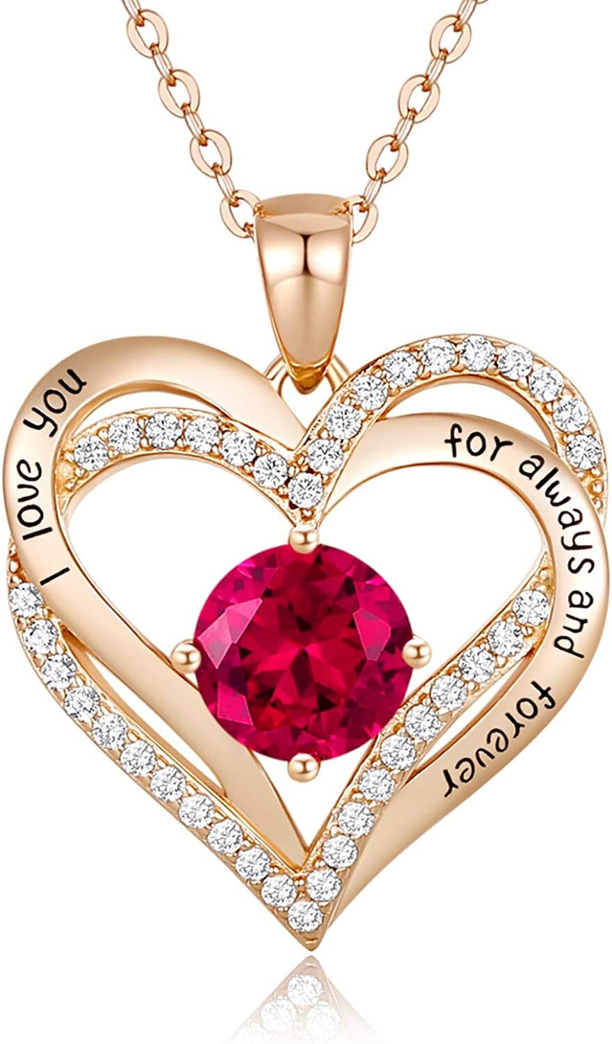 I Love You For Always And Forever Heart Necklace Rose Gold Plated January Stone Ebay
