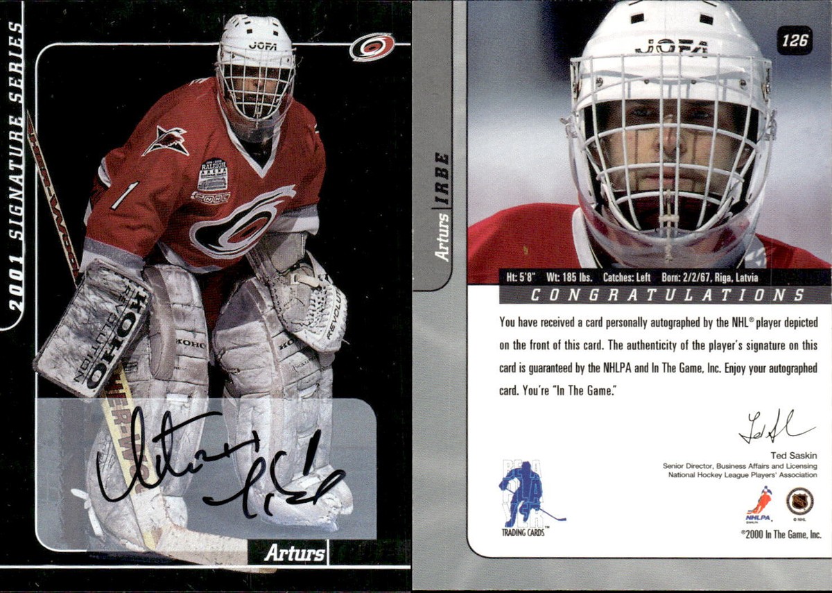 2000-01 BAP Signature Series Autographs #126 Arturs Irbe - NM-MT