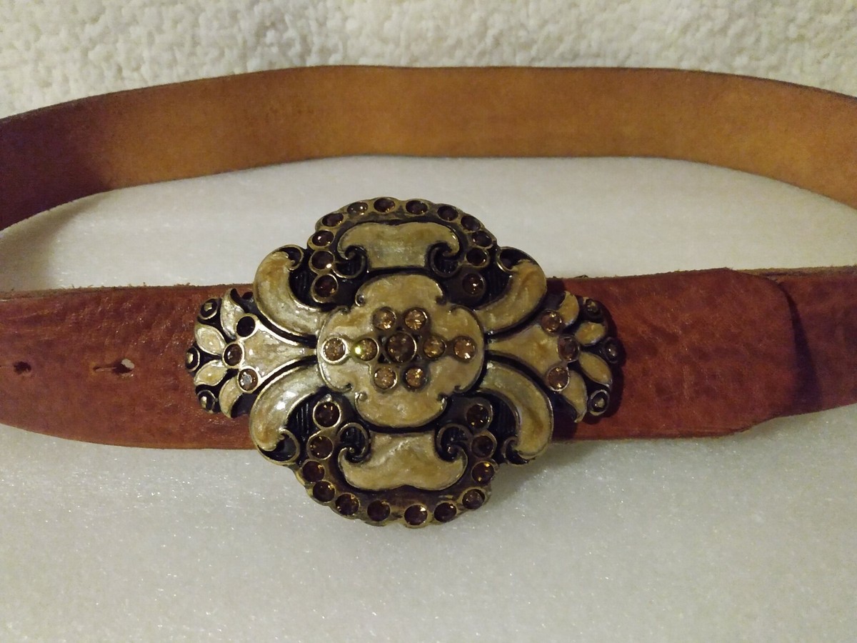 Women\'s BRAVE Brown Leather Cutout Belt One Size 30 Brave Women Brown Belt Size 30 / S | eBay main image 2