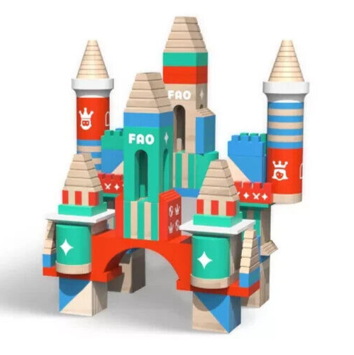 FAO Schwarz Toy Wood Castle Blocks 75pc Sprout | eBay