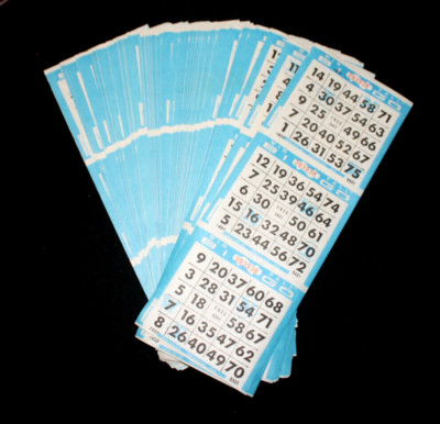 BINGO PAPER Cards Sheets 3 on 1 Blue Border WIN FALL pattern - 100 sheets
