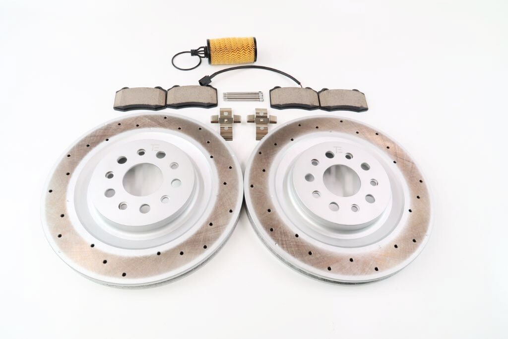 Maserati Ghibli Quattroporte rear brake pads rotors FREE oil filter 17-22 #1326