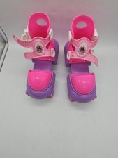 Girls Barbie Adjustable Roller Skates Mattel 1998 Pink Purple Strap Hook Ankel
