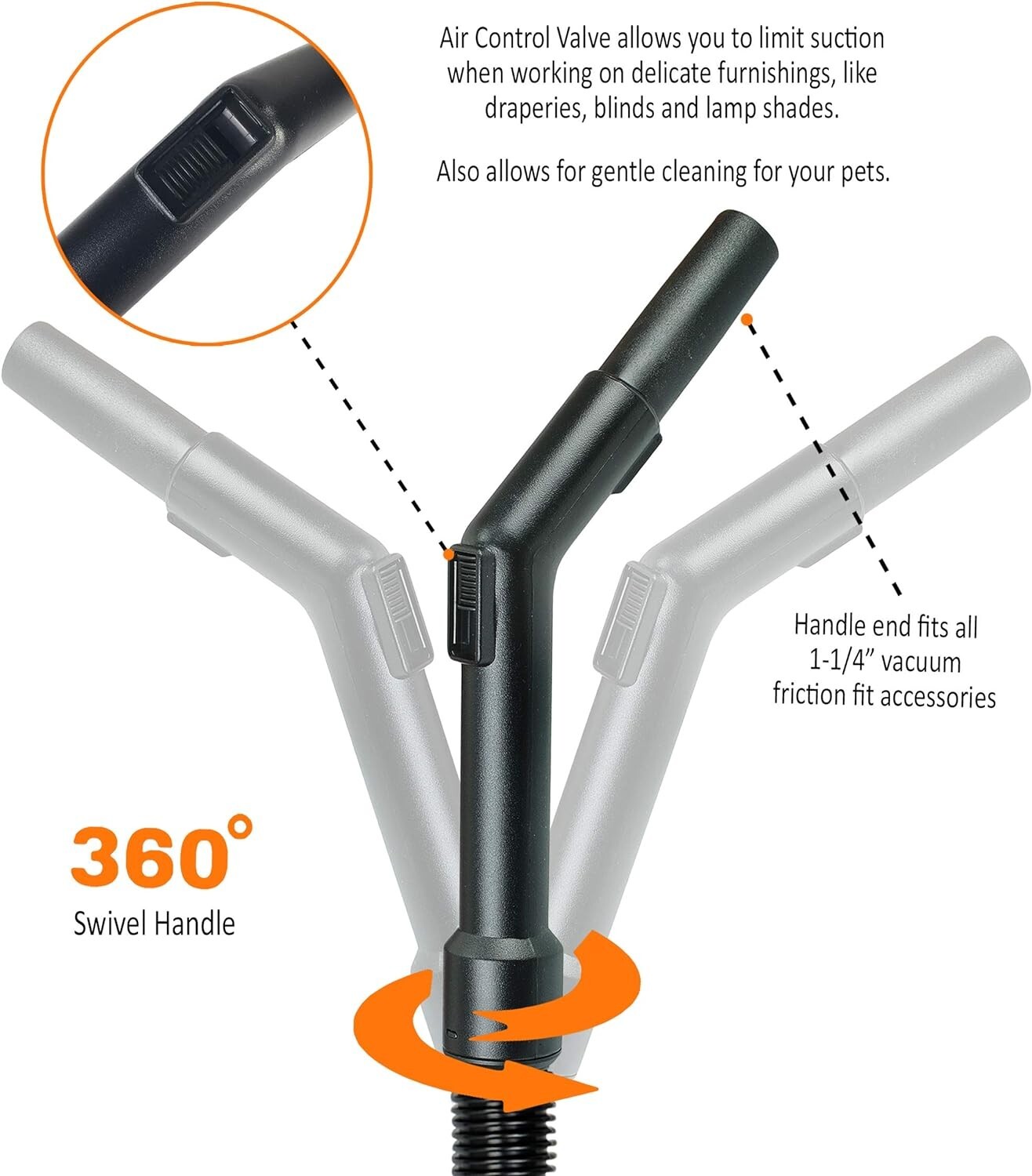 ORECK Flexible Hose Swivel Handle XL Buster B Canister Vacuum Fits all