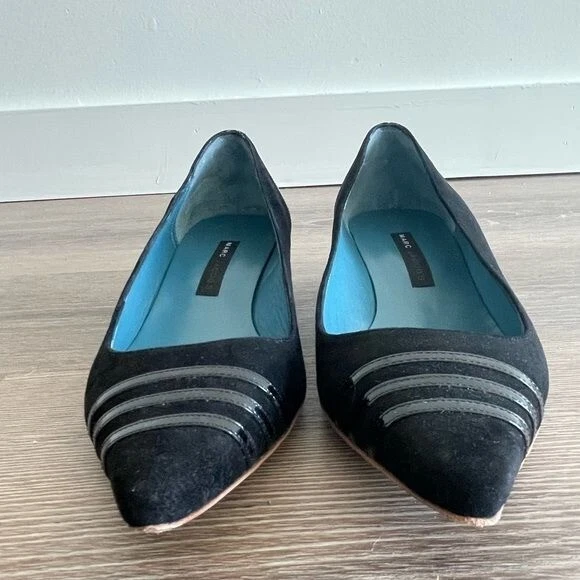 Черная замшевая и кожаная пятка котенка MARC JACOBS с заостренным носком размер 6 - Изображение 4 из 4