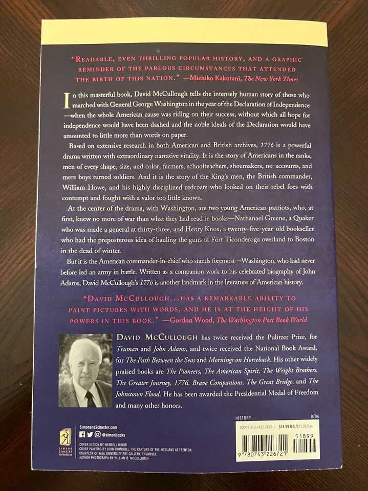 1776 by David McCullough Paperback Book American History Nonfiction Revolution - Image 2 of 2