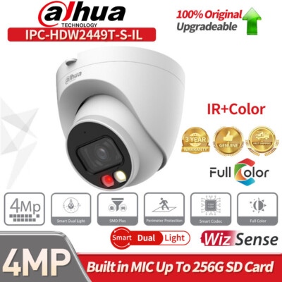 US Dahua Wizsense IPC-HDW2449T-S-IL 4MP Full Color+IR IP Camera PoE Smart Light
