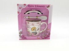 Tazza Da Colazione Con Piattino E Cucchiaio In Ceramica Decorato K10303 reb