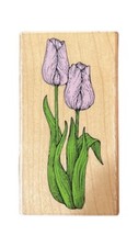 Hero Arts Two Tulips Garden Flower Blooms Wooden Rubber Stamp