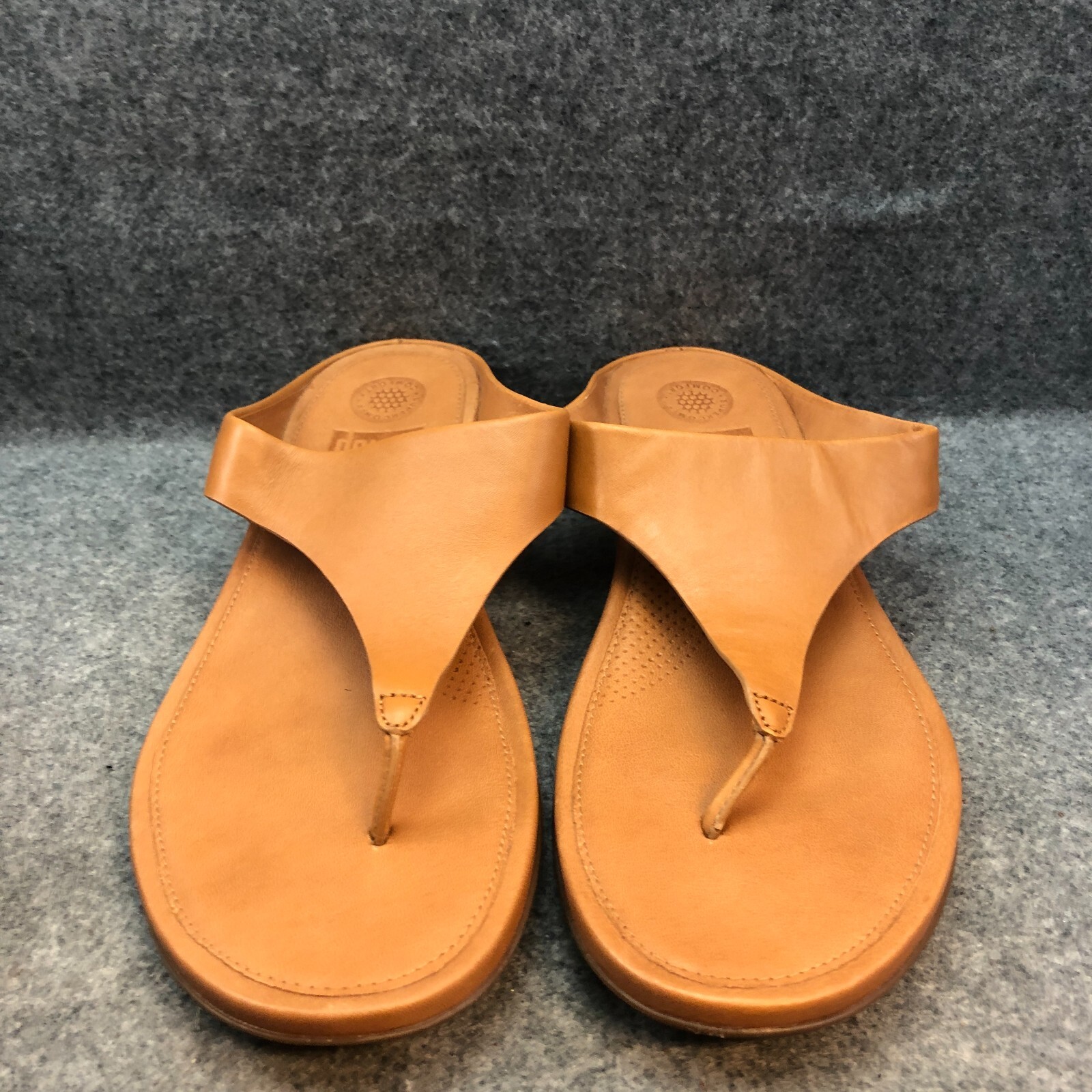 Fit Flop Womens Banda Brown Leather TStrap Thong Wedge Sandals Slides