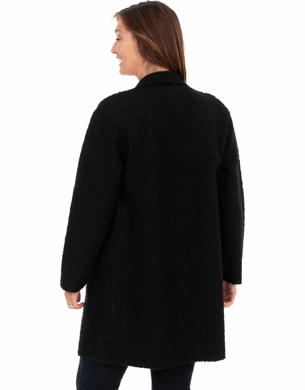 Klass Women's Boucle Open Front Coat 100 Polyester Long Sleeve Jacket