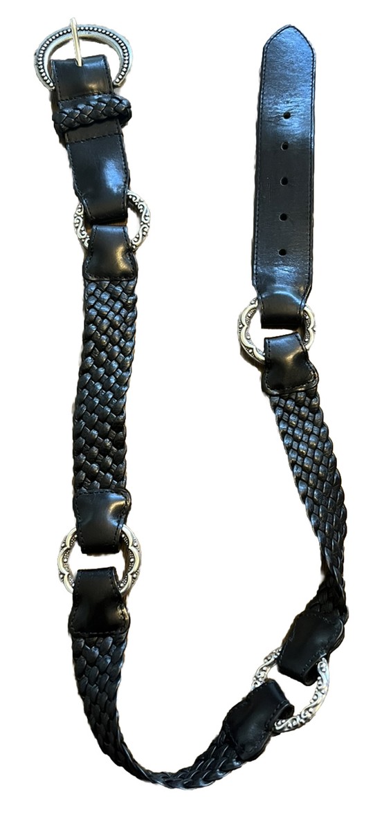 Brighton B30933 Black Braided Leather Belt Silver Ornate Buckle Size 34 Brighton | Accessories | Brighton Braided Black Leather  main image 3