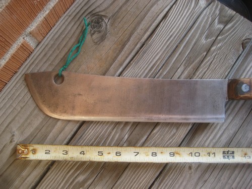 Hoja vintage de 12" de los años 30 x 1 1/2 libras. SIN MARCA ** Cuchillo divisor de cordero de carbono EE. UU. - Imagen 4 de 11