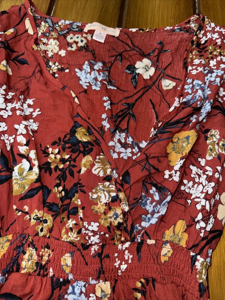 Комбинезон Band of Gypsies с рукавами-колокольчиками богемный цветочный фестивальный средний богемно-красный - Изображение 2 из 4