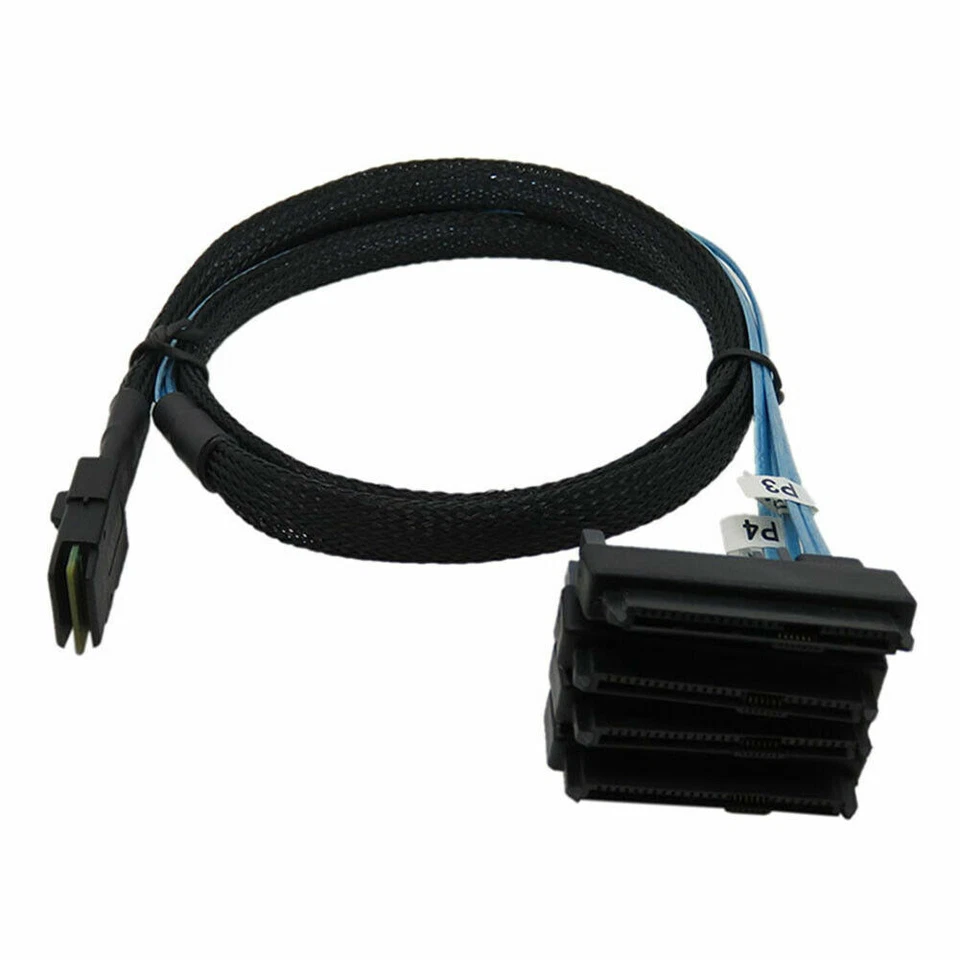 Mini-SAS to 4 SAS Forward Breakout Cable HBA RAID SFF-8087 to SFF-8482 HDD SSD — 第 2/4 张图片