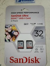 SANDISK ULTRA 32GB MICRO SD SDHC UHS-I CARD 2 PACK SEALED