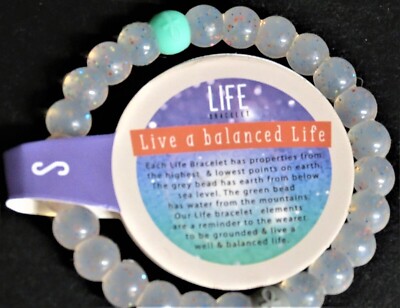 Life Bracelet,NEW Live a Balanced Life, Iridescent Glitter/green  Rubber Size LG