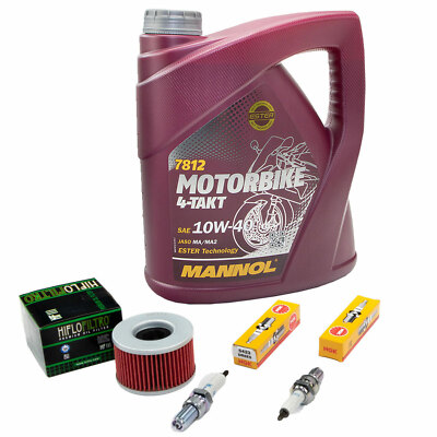 Öl 4L Paket für Honda CB 400 N Euro CB 250 N 78-85 Inspektion Ölfilter Zündkerze