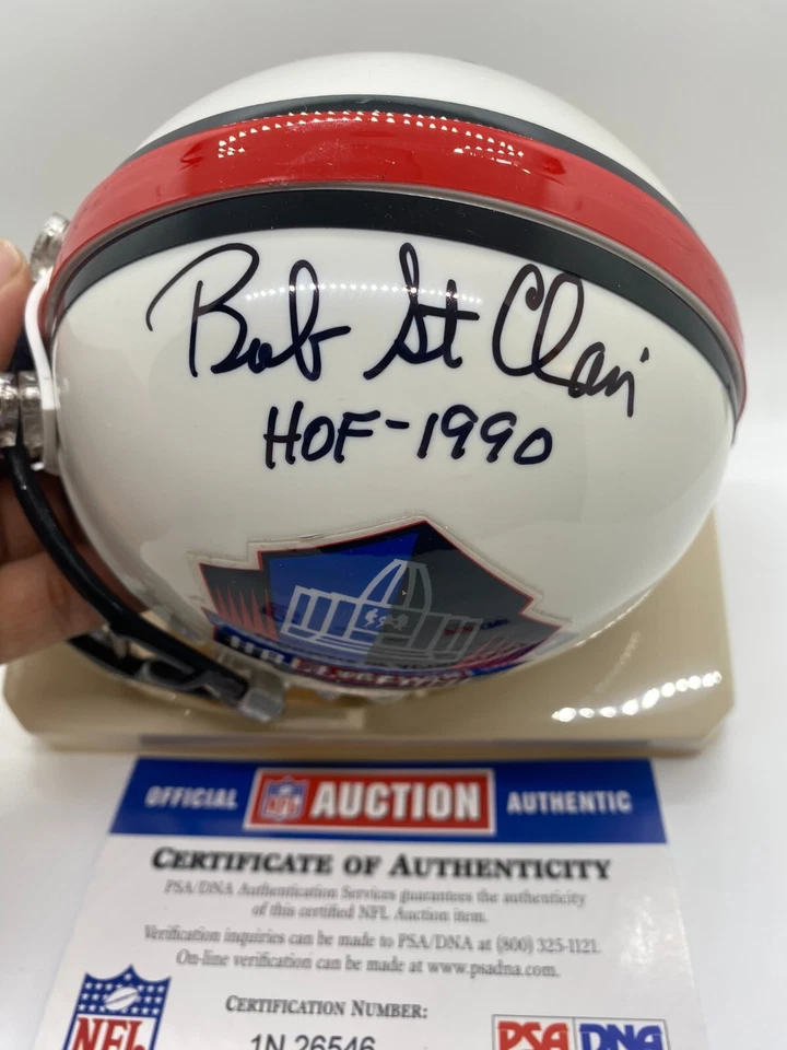 NFL HOF San Francisco 49ers BOB ST CLAIR Signed Autographed Mini Helmet PSA COA - Image 4 of 4